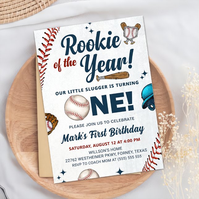 Invitación Fiesta de beisbol de primer cumpleaños de Rookie o (Subido por el creador)