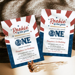 Invitación Fiesta de beisbol de primer cumpleaños de Rookie o