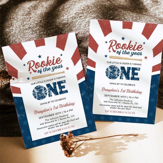 Invitación Fiesta de beisbol de primer cumpleaños de Rookie o (Subido por el creador)