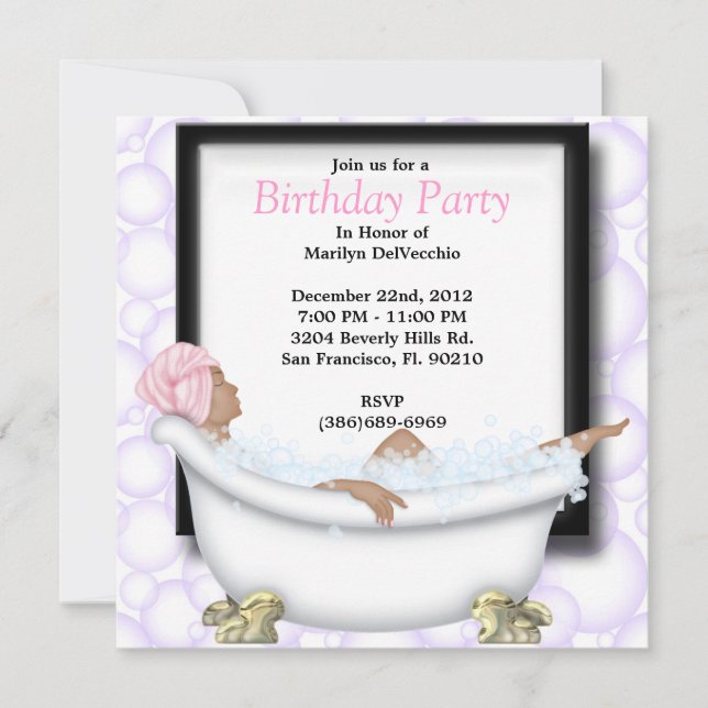 Invitación Fiesta de belleza y masaje en el baño de belleza y (Anverso)