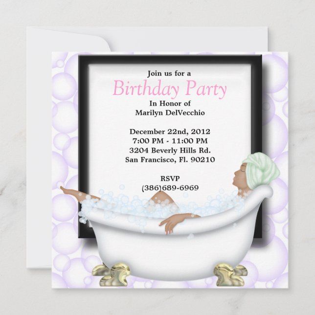 Invitación Fiesta de belleza y masaje en el baño de belleza y (Anverso)
