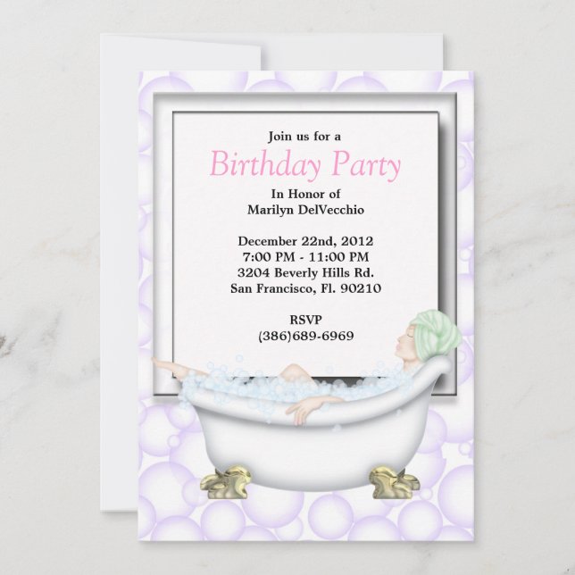 Invitación Fiesta de belleza y masaje en el baño de belleza y (Anverso)