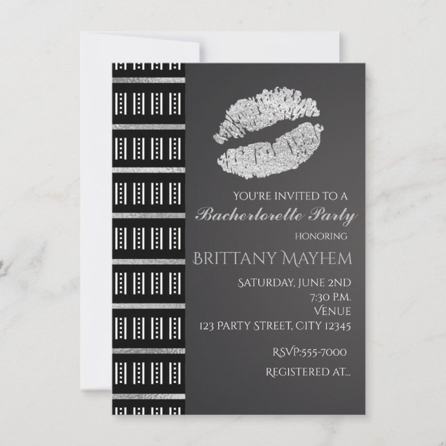 Invitación Fiesta de besos de luces de marrón blanco y platea (Anverso)