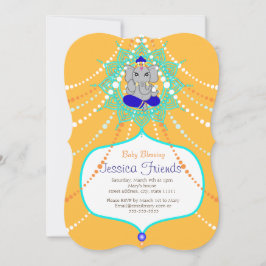 Invitación Fiesta de bienvenida al bebé 5" de Ganesha x 7"