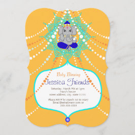 Invitación Fiesta de bienvenida al bebé 5" de Ganesha x 7"