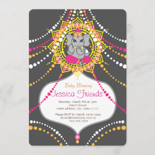 Invitación Fiesta de bienvenida al bebé 5" de Ganesha x 7"