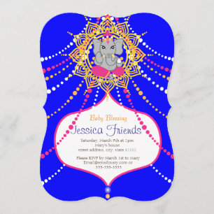 Invitación Fiesta de bienvenida al bebé 5" de Ganesha x 7"