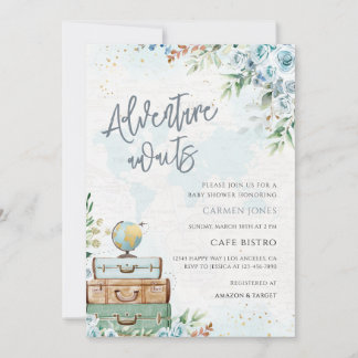 Invitación Fiesta de Bienvenida al Bebé con Mapa Mundial