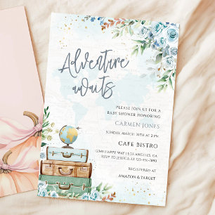 Invitación Fiesta de Bienvenida al Bebé con Mapa Mundial