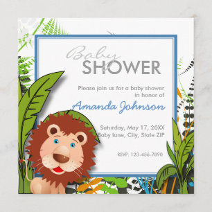 Invitación Fiesta de bienvenida al bebé de encargo del león