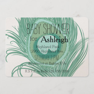 Invitación Fiesta de bienvenida al bebé de la pluma del pavo