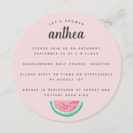 Invitación fiesta de bienvenida al bebé de la sandía