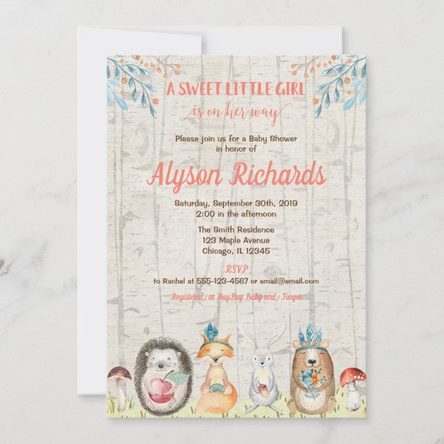 Invitación Fiesta de bienvenida al bebé del chica del (Anverso)