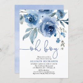 Invitación Fiesta de bienvenida al bebé elegante floral del