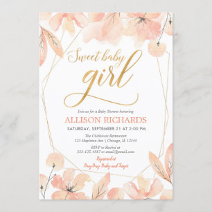 Invitación Fiesta de bienvenida al bebé floral del chica del