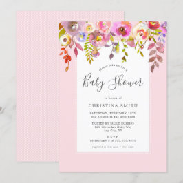 Invitación Fiesta de bienvenida al bebé floral rosada