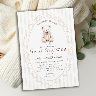 Invitación Fiesta de Bienvenida al Bebé Oso de Peluche con Ra