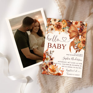 Invitación Fiesta de bienvenida al bebé otoño boho floral