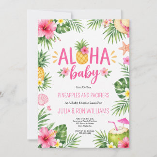 Invitación Fiesta de Bienvenida al Bebé Paraíso Tropical de P