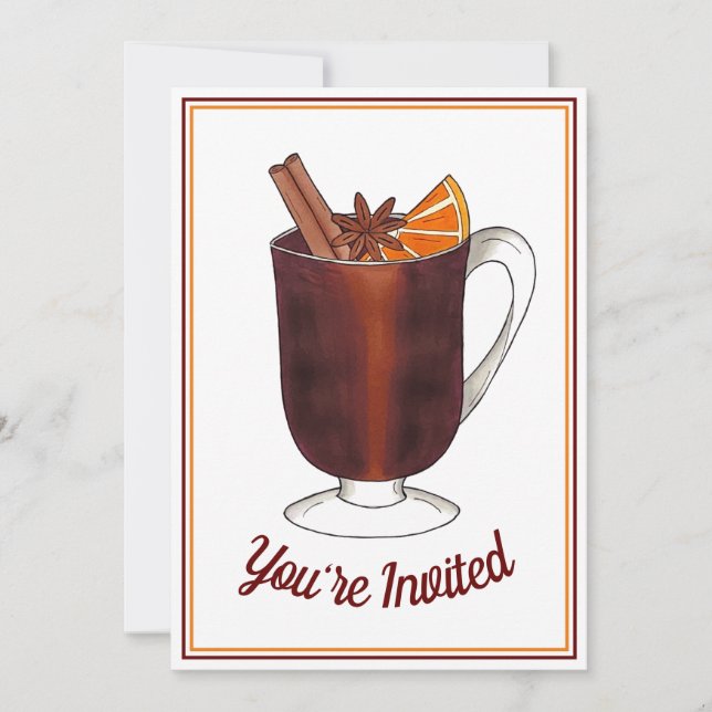 Invitación Fiesta de bienvenida con vino caliente Casa abiert (Anverso)
