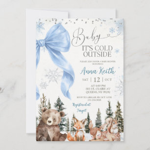 Invitación Fiesta de Bienvenida de Bebé Bosque Invernal con L