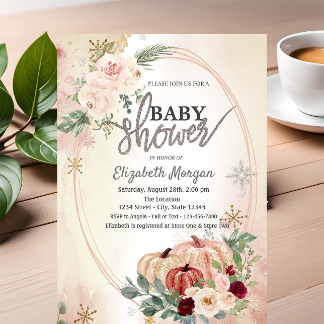Invitación Fiesta de Bienvenida de Bebé Calabazas Boho Rosas (Subido por el creador)