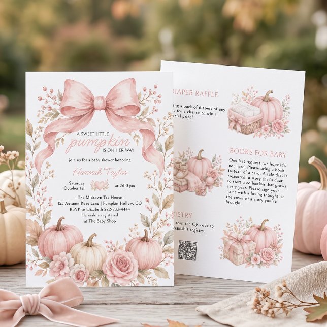 Invitación Fiesta de Bienvenida de Bebé con Lazo Floral de Ca (Subido por el creador)