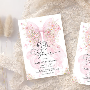 Invitación Fiesta de Bienvenida de Bebé Mariposa Flor Silvest