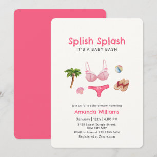 Invitación Fiesta de bienvenida de bebé niña Splash Salpicadu
