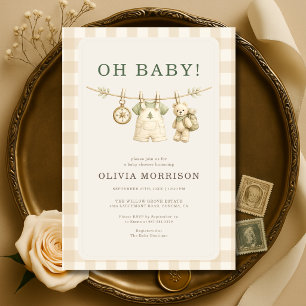 Invitación Fiesta de Bienvenida de Bebé Oh Baby Bosque Cuadro