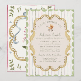 Invitación Fiesta de Bienvenida de Bebé Preppy Grandmillennia