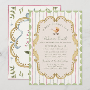Invitación Fiesta de Bienvenida de Bebé Preppy Grandmillennia