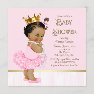 Invitación Fiesta de bienvenida de bebé princesa étnica baila