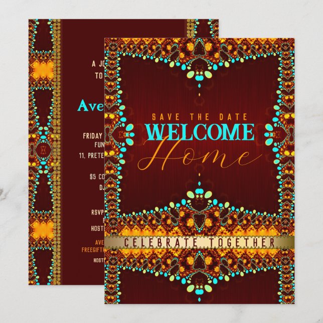 Invitación Fiesta de Bienvenida de Bohemia Oriental (Anverso / Reverso)