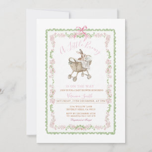 Invitación Fiesta de bienvenida de conejito rosa de Pascua Gr