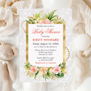 Invitación Fiesta de Bienvenida de Flores Tropicales Rosadas