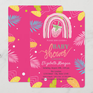 Invitación Fiesta de Bienvenida de Strawberry Tropical Leaves