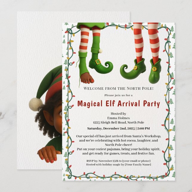 Invitación Fiesta de Bienvenida del Duende | Celebración de L (Anverso / Reverso)