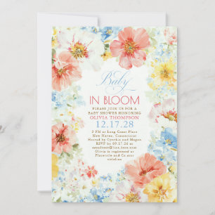 Invitación Fiesta de Bienvenida Floral Boho Elegante Bebé en 