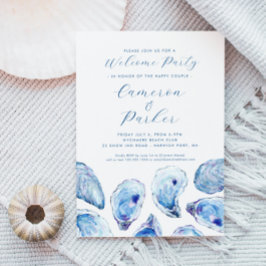 Invitación Fiesta de Bienvenida Oyster Azul Acuarela
