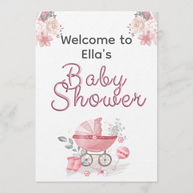 Invitación Fiesta de Bienvenida para Bebé Niña Cristiana con  (Anverso)