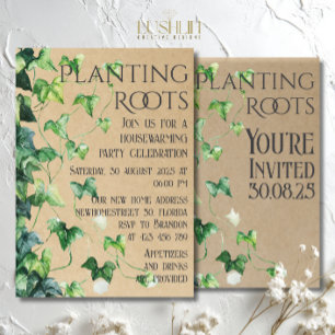 Invitación Fiesta de Bienvenida Plantando Raíces Casa Nueva