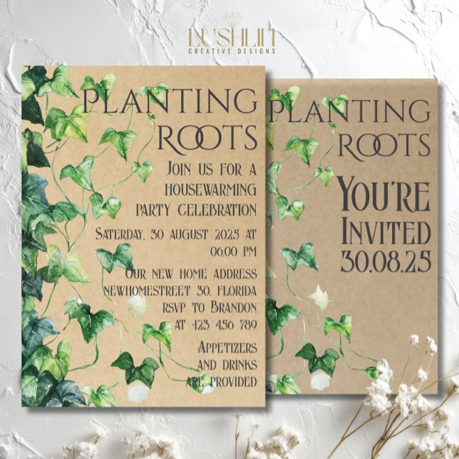 Invitación Fiesta de Bienvenida Plantando Raíces Casa Nueva (Subido por el creador)