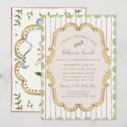 Invitación Fiesta de Bienvenida Preppy Grandmillennial con Ma