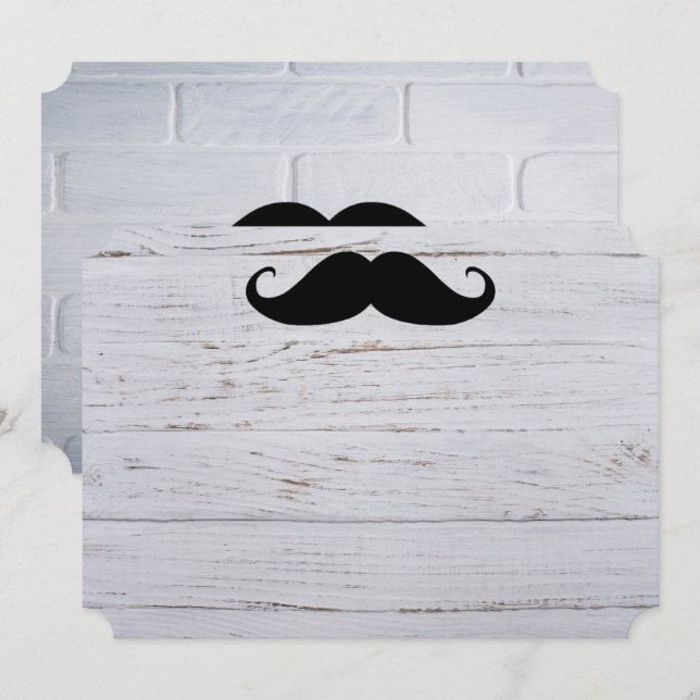 Invitación Fiesta de bigote de ducha Diseñador de destino de  (Anverso / Reverso)