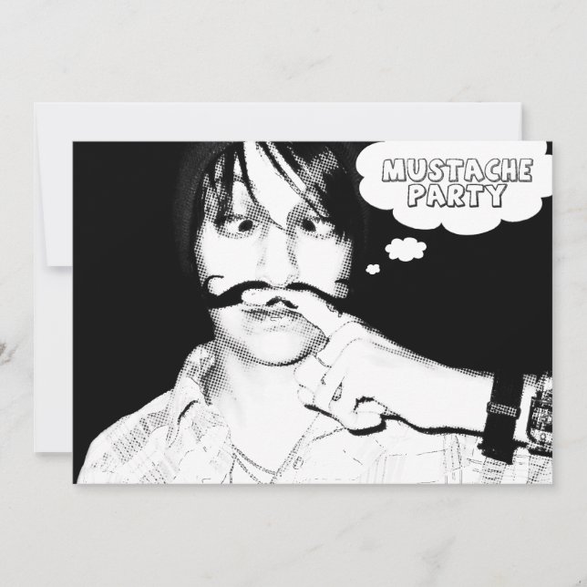 Invitación fiesta de bigote: montones cómicos (Anverso)