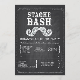 Invitación Fiesta de Bigote Soltero Pizarra Hipster