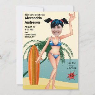 Invitación Fiesta de Bikini en la playa 🎉 cumpleaños número 
