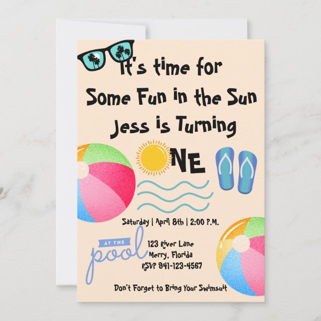 Invitación Fiesta de billar 1er cumpleaños (Anverso)