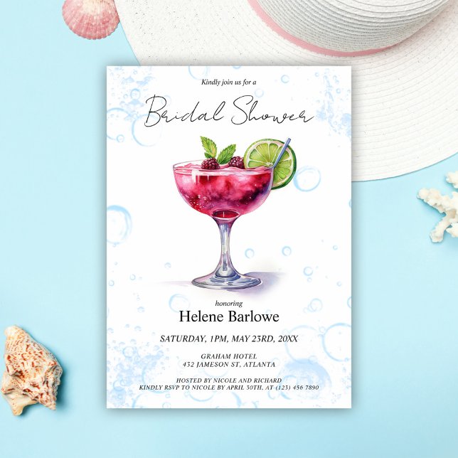 Invitación Fiesta de billar Cocktail Bridal Shower (Pool Party Cocktail Bridal Shower Invitation)
